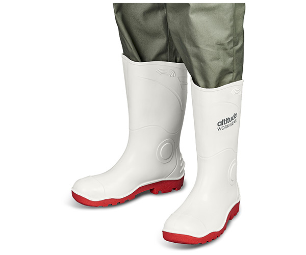 Hygiene White Gumboot Non Steel Toe Cap with red sole