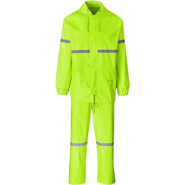 Outdoor Hi Viz Reflective Polyester PVC Rainsuit