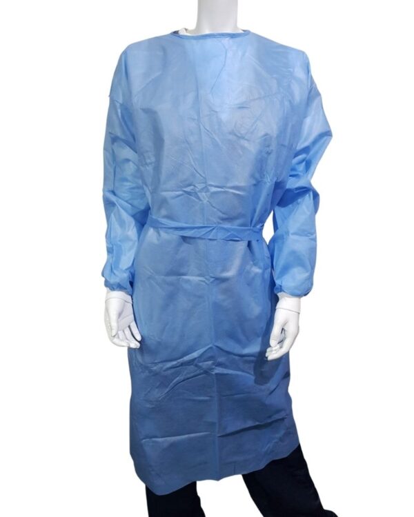 50Gsm Blue Isolation Gown With White Cuffs - Small To 3Xl