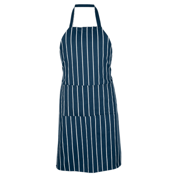Butchers Stripe Full Apron With Bib Knee Length